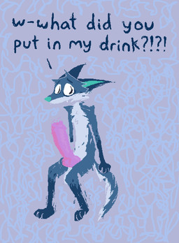 animal_genitalia animal_penis anthro big_penis blue_body blue_fur canine_genitalia canine_penis confusion erection fur genitals huge_penis hyper hyper_genitalia hyper_penis knot knotted_penis male nude_male penis pink_penis question solo text demensa emil_(demensa) canid canine canis coyote domestic_dog mammal 2024 english_text full-length_portrait hi_res portrait