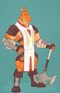 5_fingers anthro armor axe blue_background boots clothed clothing fingers footwear holding_axe holding_object horn looking_at_viewer male melee_weapon muscular muscular_anthro muscular_male shoes simple_background smile solo standing weapon yellow_eyes kazushi applesandwich mythology dragon mythological_creature mythological_scalie scalie 2016 hi_res