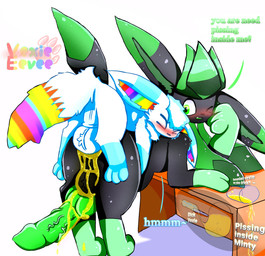 anal ass_up balls big_balls big_penis bodily_fluids feral genital_fluids genitals male male/male peeing peeing_inside peeing_while_penetrating penetration penis urine urine_in_ass watersports xevie_eevee_(artist) nintendo pokemon fan_character minty_(blizzyglaceon93) xevie_eevewhite_(character) eevee eeveelution generation_1_pokemon generation_4_pokemon glaceon pokemon_(species) absurd_res hi_res