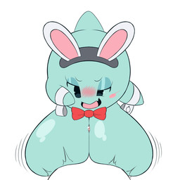 big_breasts blush bodily_fluids bow_tie breast_play breasts cuff_links duo fake_ears fake_rabbit_ears female genital_fluids genitals green_body half-closed_eyes huge_breasts hyper hyper_breasts male male/female narrowed_eyes not_furry open_mouth penis precum sex titfuck white_body k-10 mario_bros nintendo paper_mario paper_mario:_the_thousand_year_door peeka_(mario) boo_(mario) ghost spirit 1:1