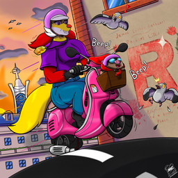 ambiguous_gender anthro armor basket beak bottomwear building cape claws clothing cloud container denim denim_bottomwear denim_clothing driving duo evolutionary_stone exclamation_point eyewear feathers feet female feral fire_stone fluffy fluffy_tail flying fur goggles graffiti graffiti_on_wall headgear helmet jeans jewelry lumiose_city male memorial motion_lines multicolored_body multicolored_fur necklace pants prism_tower road shirt shocked sky smile smoke snout sound_effects sun sunset t-shirt tail talons toes topwear vehicle wheel window yellow_sclera mrtoastsandwich just_my_type nintendo pokemon vespa fluffy_(chandrastone) luna_(chandrastone) delphox generation_2_pokemon generation_5_pokemon generation_6_pokemon pidove pokemon_(species) swinub 1:1 absurd_res hi_res shaded signature