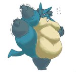 ambiguous_gender anthro belly blue_body feral morbidly_obese obese overweight solo yellow_belly gabu2929 nintendo pokemon generation_4_pokemon lucario pokemon_(species)