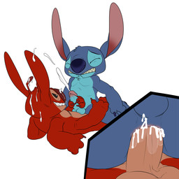 4_arms anal anal_penetration antennae_(anatomy) bite biting_lip biting_own_lip black_eyes blue_body blue_claws blue_fur blue_nose bodily_fluids chest_tuft claws clenched_teeth close-up cowgirl_position cum cum_inside cumshot cutaway dipstick_antennae duo ejaculation erection eyebrows eyes_closed from_front_position fur genital_fluids genitals handjob head_tuft humanoid_genitalia humanoid_penis lips male male/male male_on_bottom male_on_top male_penetrated male_penetrating male_penetrating_male multi_arm multi_limb multicolored_antennae on_bottom on_top orgasm orgasm_face penetration penile penis raised_inner_eyebrows red_body red_claws red_fur red_nose self_bite sex sharp_teeth short_story simple_background small_tail straddling tail teeth tuft white_background jerseydevil disney lilo_and_stitch leroy_(lilo_and_stitch) stitch_(lilo_and_stitch) alien experiment_(lilo_and_stitch) 1:1 2013 digital_media_(artwork) flat_colors hi_res story story_in_description