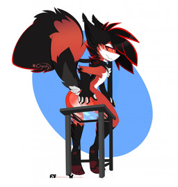 anthro blush bottomless butt butt_slap chair clothed clothing collar collar_only embarrassed fur furniture male nude punished red_body red_fur reddened_butt rubbing_butt sitting slap solo spank_marks spanked_butt spanking transparent_chair voidshark_(artist) viorel_(voidshark) canid canine fox mammal vampire hi_res
