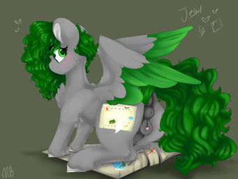animal_genitalia animal_vulva anus blush breasts clitoris curled_tail curly_hair cutie_mark dock_(anatomy) equine_anus equine_genitalia equine_vulva eyebrows eyelashes feathers female feral genitals green_eyes green_hair green_tail grey_body hair heart_symbol looking_at_viewer map nipples puffy_anus raised_tail simple_background sitting solo tail teats vulva wings gusty8787 hasbro my_little_pony mythology fan_character equid equine horse mammal mythological_creature mythological_equine pegasus pony 4:3 absurd_res hi_res shaded