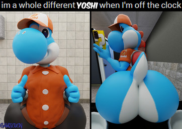 anthro bathroom big_butt blue_body bottomless butt cellphone clothed clothing electronics gesture hand_gesture hat headgear headwear huge_butt male phone public_restroom selfie shell short_tail smartphone smile solo tail text thumbs_up camseven mario_bros mario_kart_world nintendo yoshi_(food_slinger) cyan_yoshi yoshi 3d_(artwork) blender_(artwork) digital_media_(artwork) english_text hi_res