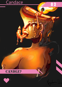 anthro candle card chordata female fire melting solo megaloma-nia absurd_res hi_res