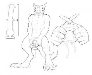 bladder_bulge bodily_fluids claws faux_gaping faux_gaping_urethra foreskin genital_fluids genitals humanoid_genitalia humanoid_penis hyper_claws long_claws male muscular muscular_male penis precum sex_toy simple_background stretched_urethra tail urethra urethral longblueclaw guild_wars charr felid feline mammal monochrome