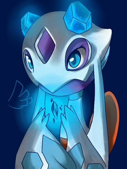 blue_background blue_eyes female glistening glistening_eyes simple_background solo white_body unknown_artist nintendo pokemon froslass generation_4_pokemon ghost pokemon_(species) spirit 3:4