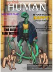 anthro clothed clothing collar female fictional_magazine_cover group human_pet humor joke magazine_title male nude text title trio what molvno dinosaur dromaeosaurid human mammal prehistoric_species reptile scalie theropod velociraptor absurd_res cover english_text hi_res magazine_cover url