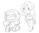 belt big_breasts blush boots breasts cleavage clothed clothed_female clothed_human clothing dress duo eyebrows eyelashes eyes_closed female female_human female_humanoid footwear hair hands_in_both_pockets jacket machine mole_under_eye not_furry open_clothing open_jacket open_topwear screen screen_face shoes smug smug_expression smug_face topwear caliginous spelunky_2 demi_von_diamonds lise_project human humanoid mammal robot robot_humanoid 2021 digital_drawing_(artwork) digital_media_(artwork) monochrome