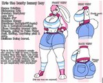 anthro big_breasts big_bulge big_butt biped breasts bulge butt chest_tuft cleavage clothed clothing english_text gynomorph gynomorph_anthro hair hair_over_eye hi_res huge_breasts huge_butt intersex intersex_anthro kris_(thebunnypie) lagomorph leporid male_(lore) mammal one_eye_obstructed plantigrade profile rabbit solo text thebunnypie tuft wide_hips