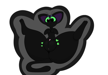big_vulva black_body black_legs black_paws black_tail female feral genitals glistening glistening_genitalia glistening_vulva green_eyes green_hearts lips plump_labia presenting presenting_vulva purple_nose small_nose small_paws solo tail thick_lips vulva whiskers alpog21_(artist) little_kitty_big_city domestic_cat felid feline felis mammal absurd_res hi_res