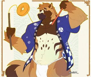 5_fingers asian_clothing brown_body brown_fur brown_mane clothing east_asian_clothing fingers fundoshi fur humanoid_hands japanese_clothing mane multicolored_body multicolored_fur solo tan_body tan_fur underwear white_clothing white_fundoshi white_underwear piknik77 chinese_zodiac new_year_2026 year_of_the_horse equid equine horse mammal absurd_res colored hi_res signature