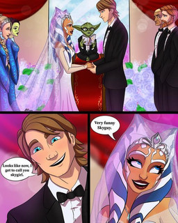 black_tie_(suit) clothed clothing dialogue dress female group human_on_humanoid inside interspecies male male/female not_furry suit text wedding wedding_dress reese_tano star_wars star_wars:_the_clone_wars ahsoka_tano barriss_offee captain_rex obi-wan_kenobi yoda alien human humanoid mammal mirialan togruta yoda's_species comic english_text
