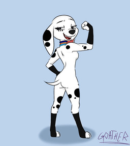 anthro butt female flexing fur pose solo spots wyvern450 101_dalmatian_street 101_dalmatians disney dolly_(101_dalmatians) canid canine canis dalmatian domestic_dog mammal