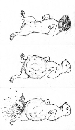 anatomically_correct anatomically_correct_genitalia anatomically_correct_vulva belly belly_nipples big_belly birth bodily_fluids claws female feral fetal_movement genital_fluids genitals interspecies interspecies_pregnancy live_birth open_mouth pawpads paws pregnant pregnant_female pregnant_feral solo vaginal_birth vaginal_fluids vulva water_breaking wide_eyed causationcorrelation alien_(franchise) alien canid canine canis chestburster domestic_dog facehugger mammal mastiff molosser rottweiler xenomorph 2017 hi_res monochrome multiple_images sequence traditional_media_(artwork)