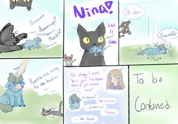 abuse animal_genitalia baby_talk balls blue_body blue_eyes blue_fur blue_hooves bodily_fluids crying dialogue fangs female female_human feral fur genitals green_hair green_tail hair headpat hooves male male_feral mouth_hold no_sclera open_mouth pain pained_expression sheath sitting size_difference tail tears teeth text yellow_eyes young young_feral young_male lemoncurds fluffy_pony domestic_cat felid feline felis fluffy_pony_(species) human mammal 2023 comic digital_media_(artwork) english_text hi_res shaded