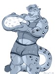 anthro barazoku bulge clothing food fruit male muscular pecs pineapple pineapple_pizza pizza plant shy solo underwear blurthefur ja'aran_(sona) felid mammal pantherine hi_res