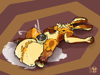 5_fingers 5_toes animal_genitalia anthro ball_tuft balls big_balls black_penis bodily_fluids brown_body brown_fur cheek_tuft claws countershade_arms countershade_balls countershade_ears countershade_genitalia countershade_torso countershading digitigrade facial_tuft feet finger_claws fingers flaccid fluffy fur genital_fluids genitals hand_on_belly hexagon huge_balls hyper hyper_balls hyper_genitalia long_ears looking_pleasured lying lying_on_ground male musclegut muscular neck_tuft nipples on_back on_ground orange_body orange_fur penis penis_in_sheath precum precum_pooling shadow sheath simple_background sleeping solo spots tan_body tan_fur three-quarter_view toe_claws toes tuft quotethequiet quote_(quotethequiet) ailurid hare hybrid lagomorph leporid mammal red_panda 2025 4:3 colored_sketch hi_res signature sketch