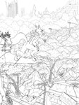 2022 absurd_res bandai_namco black_and_white butt digimon digimon_(species) digital_drawing_(artwork) digital_media_(artwork) dipstick_tail female forest fur hi_res ivy_(plant) justablank kinetta_(justablank) markings monochrome mostly_nude neck_tuft plant post-apocalyptic renamon ruins signature sketch solo street_lamp tail tail_markings tree tuft