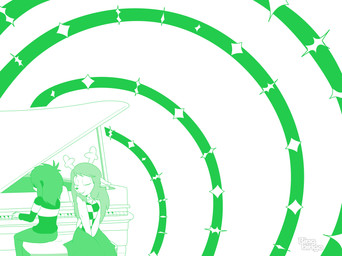 anthro antlers bottomwear buckteeth chair clothing duo eyelashes eyes_closed female fireplace freckled_face freckles fur furniture grand_piano hair horn keyboard_instrument long_hair musical_instrument on_chair pattern_clothing pattern_sweater pattern_topwear piano playing_music simple_background sitting sitting_on_chair skirt striped_clothing striped_sweater striped_topwear stripes sweater teeth topwear bingbingo deltarune undertale_(series) kris_dreemurr noelle_holiday deer human mammal new_world_deer reindeer absurd_res hi_res watermark