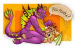 anthro anthro_on_anthro big_breasts big_dom_small_sub breasts dialogue dominant duo female heart_symbol male male/female nipples sex size_difference slightly_chubby speech_bubble tail text wings mosstheopossum mythology bat dragon mammal mythological_creature mythological_scalie scalie english_text hi_res