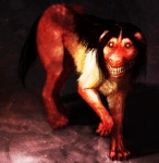 ambiguous_gender black_hair claws creepy digitigrade dream feral fur grin grotesque gums hair looking_at_viewer nightmare_fuel saturated scary smile solo soul_devouring_eyes teeth white_body white_fur snook-8 creepypasta smile.dog canid canine canis domestic_dog husky mammal monster nordic_sled_dog spitz 2013 animated high_contrast short_playtime