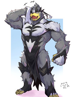 4_toes 5_fingers abs anthro biceps big_muscles biped black_body black_fur bodily_fluids bottomwear clothed clothing duo fangs feet fingers front_view fur fur_markings grey_body grey_fur head_markings holding_object holding_towel loincloth loincloth_only male male_anthro markings multicolored_body multicolored_fur muscular muscular_anthro muscular_arms muscular_male muscular_thighs open_mouth pecs plantigrade pokemorph pose raised_arm red_tongue simple_background snout solo standing sweat sweatdrop teeth text toes tongue tongue_showing topless towel white_body white_fur wiping_sweat kuromonsart nintendo pokemon bear generation_8_pokemon legendary_pokemon mammal pokemon_(species) single_strike_style_urshifu urshifu 2025 absurd_res artist_name colored dated digital_drawing_(artwork) digital_media_(artwork) english_text full-length_portrait hi_res portrait