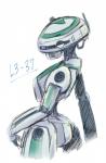 butt butt_pose female looking_at_viewer machine not_furry pose simple_background solo white_background ikanomaru solo:_a_star_wars_story star_wars l3-37 humanoid robot robot_humanoid character_name colored_sketch sketch