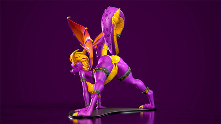 all_fours anthro anus armband blonde_hair breasts butt claws colored_nails crossgender female genitals hair half-closed_eyes horn legband looking_at_viewer membrane_(anatomy) membranous_wings mostly_nude nails narrowed_eyes nipples non-mammal_breasts open_mouth purple_background purple_body purple_eyes purple_scales raised_tail scales simple_background smile solo spread_legs spreading tail vulva wings yellow_body yellow_claws yellow_horn yellow_nails yellow_scales taigongwong activision mythology spyro_the_dragon spyro dragon mythological_creature mythological_scalie scalie 3d_(artwork) animated digital_media_(artwork) turntable_(animation)