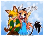 anthro collar duo echidhog female male tail tail_tuft text tuft euan-the-echidhog luna777 euan_(character) taratsu_(character) moondog english_text