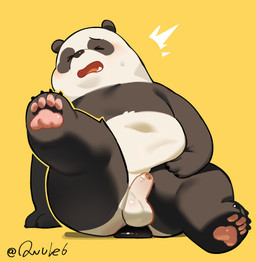 anal anal_masturbation anal_penetration anthro balls black_body black_nose blush dildo dildo_in_ass dildo_insertion erection eyes_closed feet foreskin genitals male masturbation object_in_ass open_mouth overweight overweight_male pawpads penetration penis sex_toy sex_toy_in_ass sex_toy_insertion simple_background sitting small_penis solo white_body owule cartoon_network we_bare_bears panda_(we_bare_bears) bear giant_panda mammal 2026 hi_res