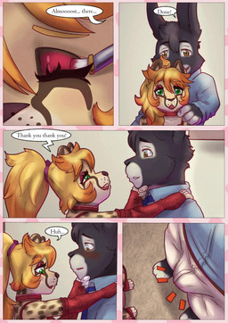 age_difference anthro blush clothing dialogue duo embarrassed embarrassed_horny erection erection_under_clothing female lingerie lipstick makeup male male/female size_difference smile text young liryal savanna_(liryal) cheetah felid feline lagomorph leporid mammal rabbit absurd_res comic english_text hi_res