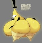 1_eye big_breasts big_butt bow_ribbon breasts butt clothing female for_a_head hat headgear headwear huge_breasts huge_butt legwear nipples short_stack solo speech_bubble stockings text what yellow_body coffee_demon disney gravity_falls bill_cipher animate_inanimate demon eye_of_providence humanoid object_head absurd_res digital_media_(artwork) hi_res