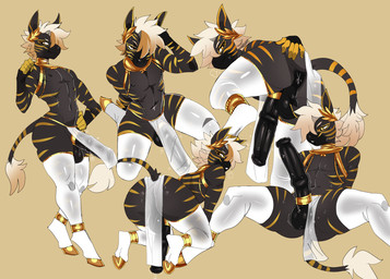 animal_genitalia animal_penis ankle_cuffs anthro anus balls big_penis black_body black_penis bodily_fluids bottomwear butt clothed clothing crossdressing cuff_(restraint) equine_genitalia equine_penis femboy genitals gold_(metal) gold_cock_ring gold_jewelry gold_stripes hooves huge_penis jewelry legwear loincloth male male_anthro musk musk_cloud penis restraints solo spread_butt spread_legs spreading stockings sweat conditional_dnp kippy equid equine mammal zebra hi_res