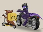 anthro duo female feral food motorcycle vehicle unknown_artist mythology prostokvashino tama-tama dragon hybrid mythological_creature mythological_scalie scalie unknown_species hi_res