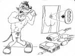 activision anthro arms_bent bandicoot bent_legs biped bottomwear cables clothing crash_bandicoot crash_bandicoot_(series) electronics footwear game_console gloves handwear human knees_together knock-kneed male mammal marsupial monochrome pants playstation playstation_1 playstation_console ps1_console rca_connector retro_console shoes solo sony_corporation sony_interactive_entertainment swatcher transformation