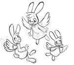 anthro clothing dress female freckles paws simple_background smile solo white_background wings soulcentinel violetechoes angel_hare the_east_patch angel_gabby angel angel_hare_(the_east_patch) hare lagomorph leporid mammal rabbit 2023 black_and_white guide_lines monochrome