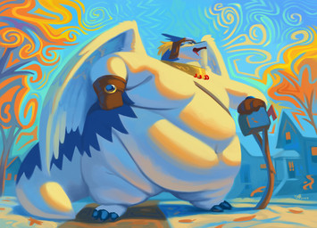 3_toes anthro blonde_hair blue_body bodily_fluids breath building chubby_cheeks clothing courier delivery_(commerce) delivery_employee exhausted eyes_closed feet gloves hair hand_on_hip handwear house jewelry leaning_on_object mailbox male moobs morbidly_obese morbidly_obese_anthro morbidly_obese_male multicolored_body necklace neighborhood obese obese_anthro obese_male overweight overweight_anthro overweight_male panting plant postal_carrier postal_delivery sky solo sweat sweatdrop tail thick_tail tired tired_expression toes tree white_body wings fattydragonite legendz mythology shiron dragon mythological_creature mythological_scalie scalie absurd_res hi_res