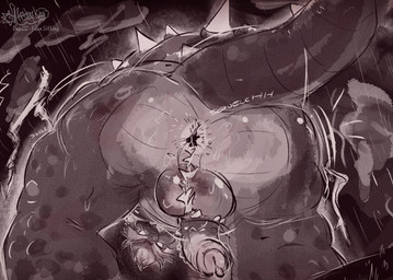 anus ball_tuft balls breath_powers butt butt_focus electricity elemental_manipulation facesitting fire fire_breathing fire_manipulation genitals half-erect horn lightning macro male penis presenting presenting_anus raining shell sitting_on_another solo spiked_penis spiked_shell spikes spikes_(anatomy) storm tail tuft fisherkitu mario_bros nintendo bowser fury_bowser koopa scalie hi_res