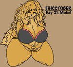 2019 anthro big_breasts bra breasts brown_background brown_body brown_fur brown_hair canid canine canis clothing curvy_figure digital_drawing_(artwork) digital_media_(artwork) domestic_dog english_text eyelashes eyes_closed female fur gesture hair hand_heart happy heart_symbol hunting_dog long_hair mabel_(cherrikissu) mammal mature_female mexifurfoof mother_(lore) navel parent_(lore) pose saluki sighthound simple_background sitting slightly_chubby slightly_chubby_female smile smiling_at_viewer solo text underwear voluptuous