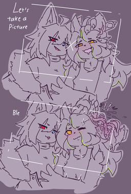 anthro anthro_on_anthro blush bodily_fluids clothed clothed_anthro clothing drooling duo ear_grab ear_penetration emanta exclamation_point green_highlights grope head_grab head_penetration heterochromia highlights_(coloring) inner_ear_fluff looking_pleasured one_eye_closed penetration saliva selfie taking_picture tentacle_in_ear tentacle_penetration tentacles text tuft unusual_penetration yellow_eyes dense_ink mango_(dawn_6e736677) canid canine domestic_cat felid feline felis fox hybrid mammal 2025 english_text