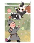 anthro asian_clothing chibi chinese_clothing clothing duo east_asian_clothing fur happy kemono male white_body white_fur mr.ant white_cat_legend chen_shi_(white_cat_legend) li_bing_(white_cat_legend) domestic_cat felid feline felis human mammal