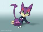 animal_genitalia anthro balls bodily_fluids bottomless clothed clothing cum erection genital_fluids genitals green_eyes male penile_spines penis sheath simple_background solo oscar_the_purrloin nintendo pokemon oscar_(purrloin) felid generation_5_pokemon mammal pokemon_(species) purrloin 2014 2d_animation animated frame_by_frame short_playtime