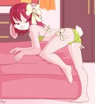 adolescent anthro bed bedroom_eyes bent_over bikini biped breasts buckteeth clothed clothed_anthro clothed_female clothing detailed_background eyelashes female female_anthro furniture hair leaning_on_bed loli looking_at_viewer narrowed_eyes pink_body pose red_eyes red_hair seductive side_view small_breasts solo swimwear teeth text two-piece_swimsuit young young_anthro young_female fuf lagomorph leporid mammal rabbit 2022 artist_name digital_drawing_(artwork) digital_media_(artwork) english_text full-length_portrait handwritten_text hi_res portrait shaded simple_shading