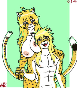 anthro anthro_on_anthro areola big_breasts biped blonde_hair blue_eyes breasts duo female female_anthro fur hair imminent_incest imminent_sex intraspecies long_hair looking_at_another male male/female male_anthro nude nude_anthro nude_female nude_male standing wide_hips yellow_body yellow_fur mowwitchblade arion_oropelt orchid_oropelt cheetah felid feline mammal 2025 absurd_res dated digital_drawing_(artwork) digital_media_(artwork) hi_res signature brother_(lore) brother_and_sister_(lore) incest_(lore) sibling_(lore) sister_(lore) twincest_(lore) twins_(lore)
