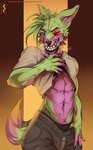 anthro coquettish male muscular playful solo tongue psychobirb canid canine canis mammal wolf absurd_res hi_res