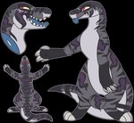 ambiguous_gender anthro blue_tongue claws digitigrade featureless_crotch grey_body grey_claws grey_scales markings nude open_mouth outline pink_eyes purple_markings purple_outline scales simple_background snout solo standing striped_body striped_scales stripes tail teeth tongue tongue_out transparent_background yellow_sclera jaspering blue-tongued_skink lizard reptile scalie skink 2017 alpha_channel digital_drawing_(artwork) digital_media_(artwork) flat_colors model_sheet