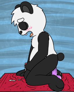 anal anal_penetration anthro blush bodily_fluids cum dildo fur genital_fluids genitals hair male masturbation nude penetration penis sex_toy solo towel young young_anthro young_male pokefound da_silva jun_(pokefound) bear giant_panda mammal 4:5 hi_res
